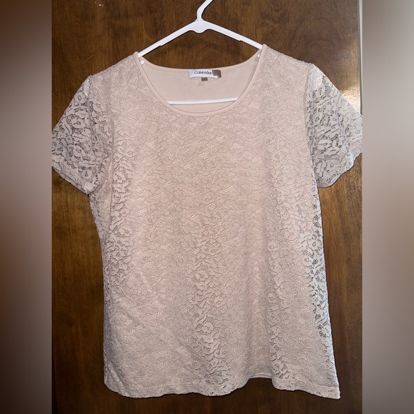 Calvin Klein Blush Lace Top - Picture 3 of 11